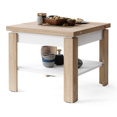Leo Modern Extending Coffee Table - Sonoma Oak & White