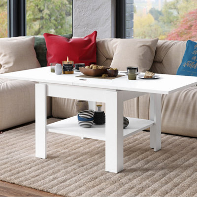 Leo Modern Extending Coffee Table - White Matt