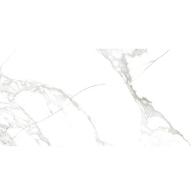 Leo Statuario Marble Effect Glossy 100mm x 100mm Rectified Porcelain Wall & Floor Tile SAMPLE