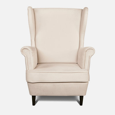 Leo Velour Armchair Elegant Accent Upholstered Loungechair - Beige