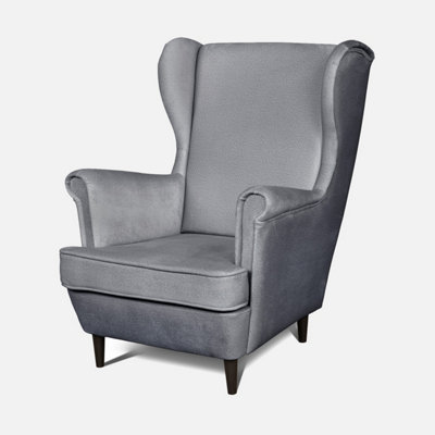 Leo Velour Armchair Elegant Accent Upholstered Loungechair - Grey