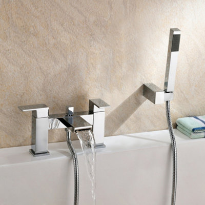 Leo Waterfall Basin Mono Mixer & Bath Shower Mixer Taps Chrome - 9