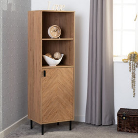 Leon 1 Door 2 Shelf Cabinet - L40 x W50 x H160 cm - Medium Oak Effect