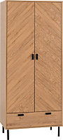 Leon 2 Door 1 Drawer Wardrobe - L47 x W80 x H190.5 cm - Medium Oak Effect