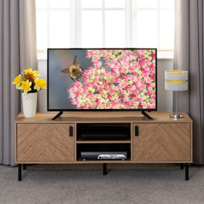 Oak metal deals tv unit