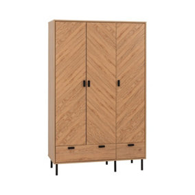 Leon 3 Door 2 Drawer Wardrobe - L47 x W118.5 x H190.5 cm - Medium Oak Effect
