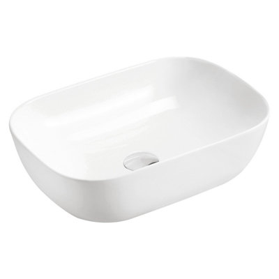 Leon Gloss White Ceramic Oval Counter Top Basin (W)465x(D)325mm