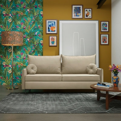 Leon M Upholstered Sofa Bed with DL Sleeping Function Bedding Storage ...