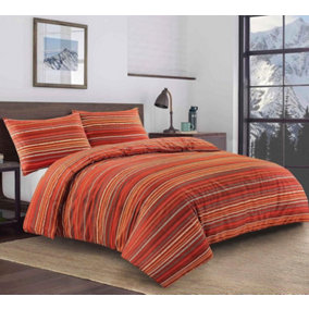 Leon Stripe Lines Printed Easy Care Reversible Duvet Cover Bedding Set