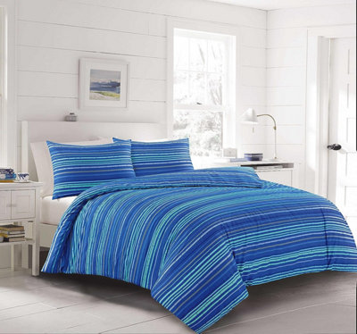 Leon Stripe Lines Printed Easy Care Reversible Duvet Cover Bedding Set