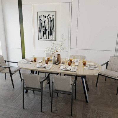 LEON Transformable Round Dining Table 90/180 cm Grandson Finish Modern ...