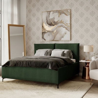 Leon Upholstered Bedroom Bed Frame with Storage Gas Lift Metal