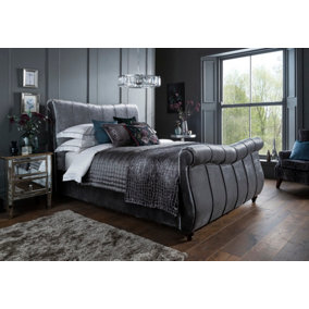 Leona 5ft Kingsize Grey Fabric Bed Frame