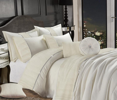 Leona Cream  Double Duvet Cover Set