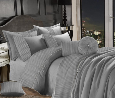 Leona Silver Double Duvet Cover Set