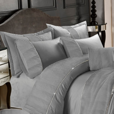 Leona Silver Double Duvet Cover Set