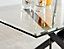 Leonardo 4 Seater Rectangular Glass Dining Table with Black Metal Angled Starburst Legs for Modern Industrial Dining Room