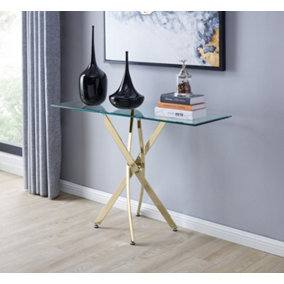 Leonardo Glass And Gold Metal Console Table