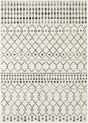 LEONOR Berber Geometric Light Grey Area Rug 150 x 213 cm