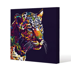 leopard face with pop art style (Canvas Print) / 61 x 61 x 4cm