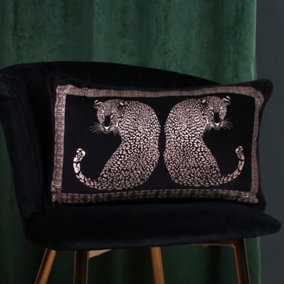 Leopard Foil Printed Velvet Filled Cushion