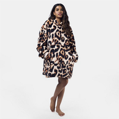 LEOPARD HOODIE BLANKET SHERPA FLEECE SUPERSOFT PLUSH OVERSIZED