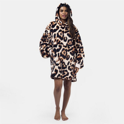 LEOPARD HOODIE BLANKET SHERPA FLEECE SUPERSOFT PLUSH OVERSIZED