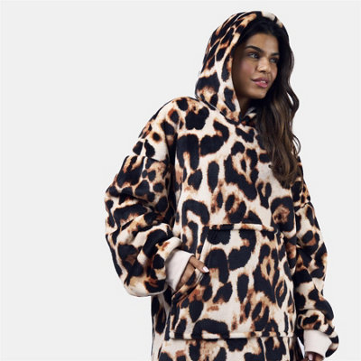 LEOPARD HOODIE BLANKET SHERPA FLEECE SUPERSOFT PLUSH OVERSIZED