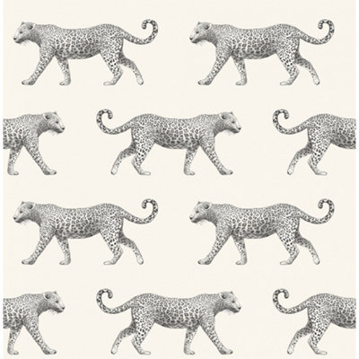 Leopard Motif Wallpaper In Black And White