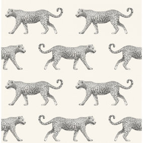 Leopard Motif Wallpaper In Black And White