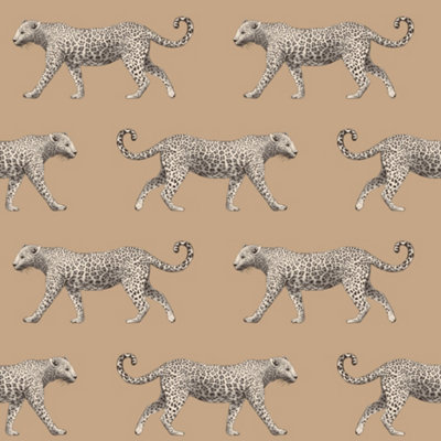 Leopard Motif Wallpaper In Camel