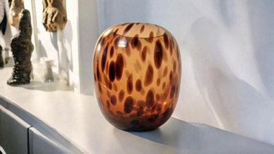 Leopard Print Glass Vase 26cm
