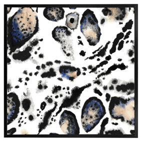 Leopard print with blue (Picutre Frame) / 16x16" / Oak
