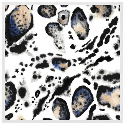 Leopard print with blue (Picutre Frame) / 20x20" / Oak