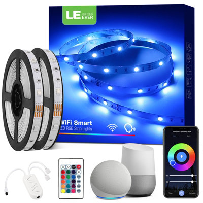 Lepro 10M (5Mx2) RGB LED Strip Light Kit, Smart Life App & Remote Control, Works with Alexa and Google Assistant, 2.4GHz WiFi
