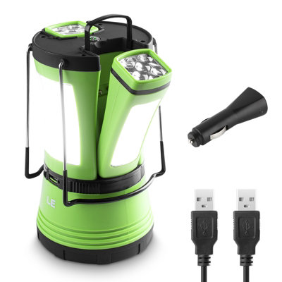Lepro 3 in 1 Camping Lantern with 2 Detachable Torches, 600lm, Camping Light Rechargeable or Battery Powered, USB Cable Included