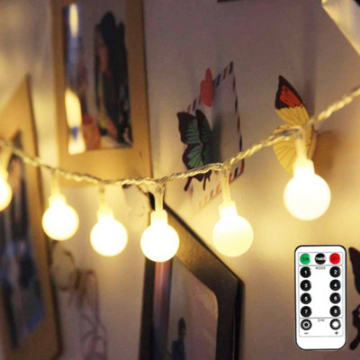 Lepro 5m 50 LED Battery Globe String Lights, Battery Powered, 8 Modes, Warm White, Remote Control, AA Batteries Not Included