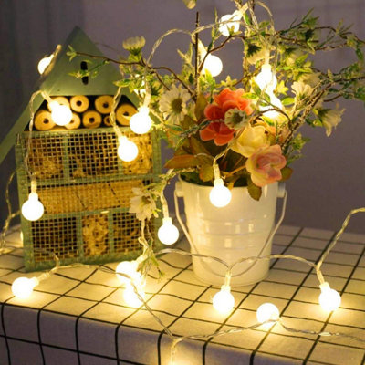 Lepro 5m 50 LED Battery Globe String Lights, Battery Powered, 8 Modes, Warm White, Remote Control, AA Batteries Not Included