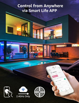 Lepro 5M RGB LED Strip Light Kit, Smart Life App & Remote Control, Works with Alexa and Google Assistant, 2.4GHz WiFi