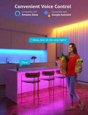 Lepro 5M RGB LED Strip Light Kit, Smart Life App & Remote Control, Works with Alexa and Google Assistant, 2.4GHz WiFi