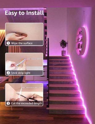 Lepro 5M RGB LED Strip Light Kit, Smart Life App & Remote Control, Works with Alexa and Google Assistant, 2.4GHz WiFi