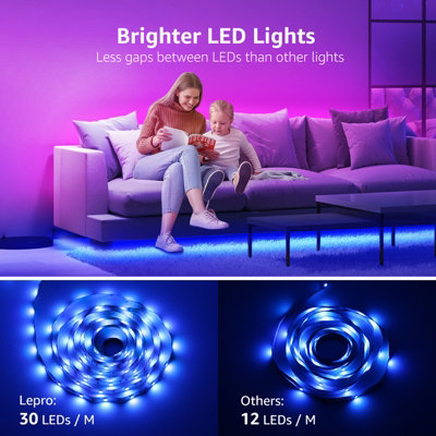 Lepro 5M RGB LED Strip Light Kit, Smart Life App & Remote Control, Works with Alexa and Google Assistant, 2.4GHz WiFi
