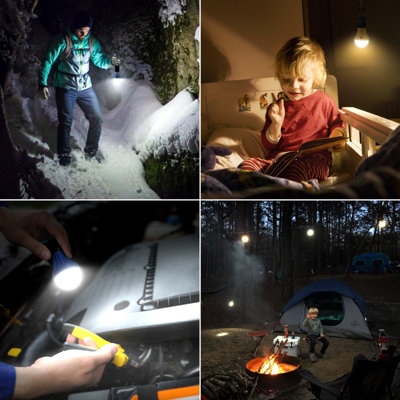 LED Camping Lantern 360 PRO , Super Bright Tent Lights, Rugged Water Resistant LED Lanterns With 3 Powered Ways & USB Cable Charge,Black,1 Pack