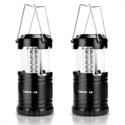 Lepro Camping Lights, Collapsible Camping Lantern Battery Powered, Portable Light for Tents, Pack of 2, AA Batteries Not Included