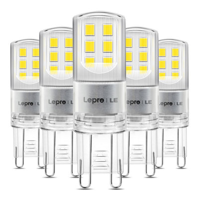 Lepro G9 LED Bulbs, Cool White 6000K, 3.8W 470lm, 40W Equivalent, Non-dimmable, Pack of 5