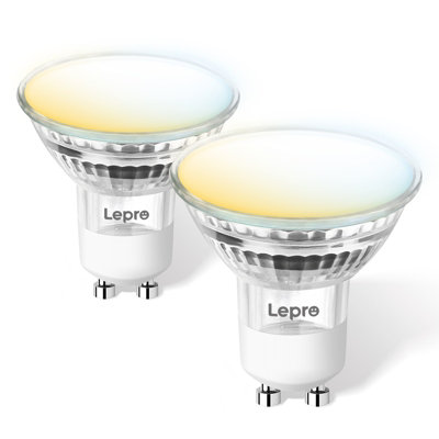 Lepro GU10 Smart Bulb, Warm to Cool White GU10 LED Bulbs, 4.5W, 385lm, Dimmable, Works with Alexa & Google, 2.4G WiFi, Pack of 2