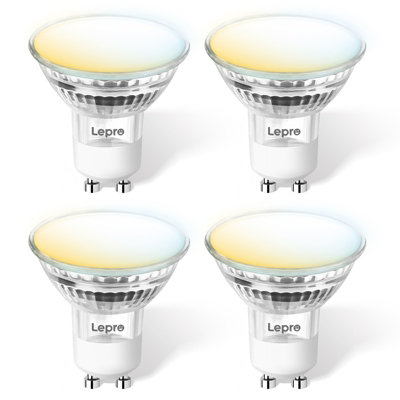 Lepro GU10 Smart Bulb, Warm to Cool White GU10 LED Bulbs, 4.5W, 385lm, Dimmable, Works with Alexa & Google, 2.4G WiFi, Pack of 4