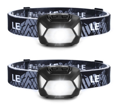 Lepro Head Torch Battery Powered, 2 Pack Super Bright LED Headlamp with 6 Lighting Modes, Waterproof, LED Lightweight Headlight