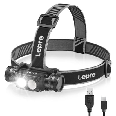 Lepro Head Torch Rechargeable, 2 in 1 Detachable Lightweight Headlamp