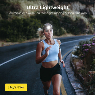 Lepro Head Torch Rechargeable, Super Bright LED Headlamp Waterproof with Red Warning Lights 5 Lighting Modes 30 Hours Runtime